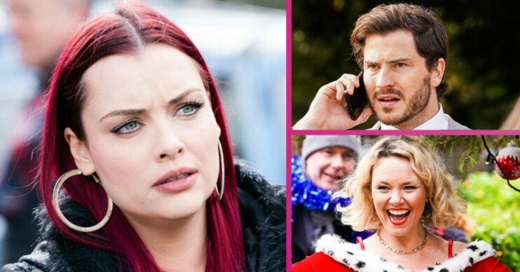 EastEnders Whitney worried, Gray on the phone and Janine as Mrs Claus