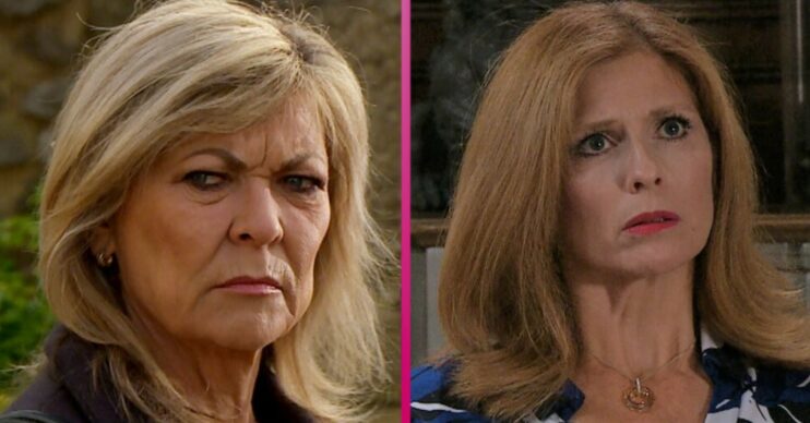 Emmerdale Kim looks suspicious as Bernice looks worried