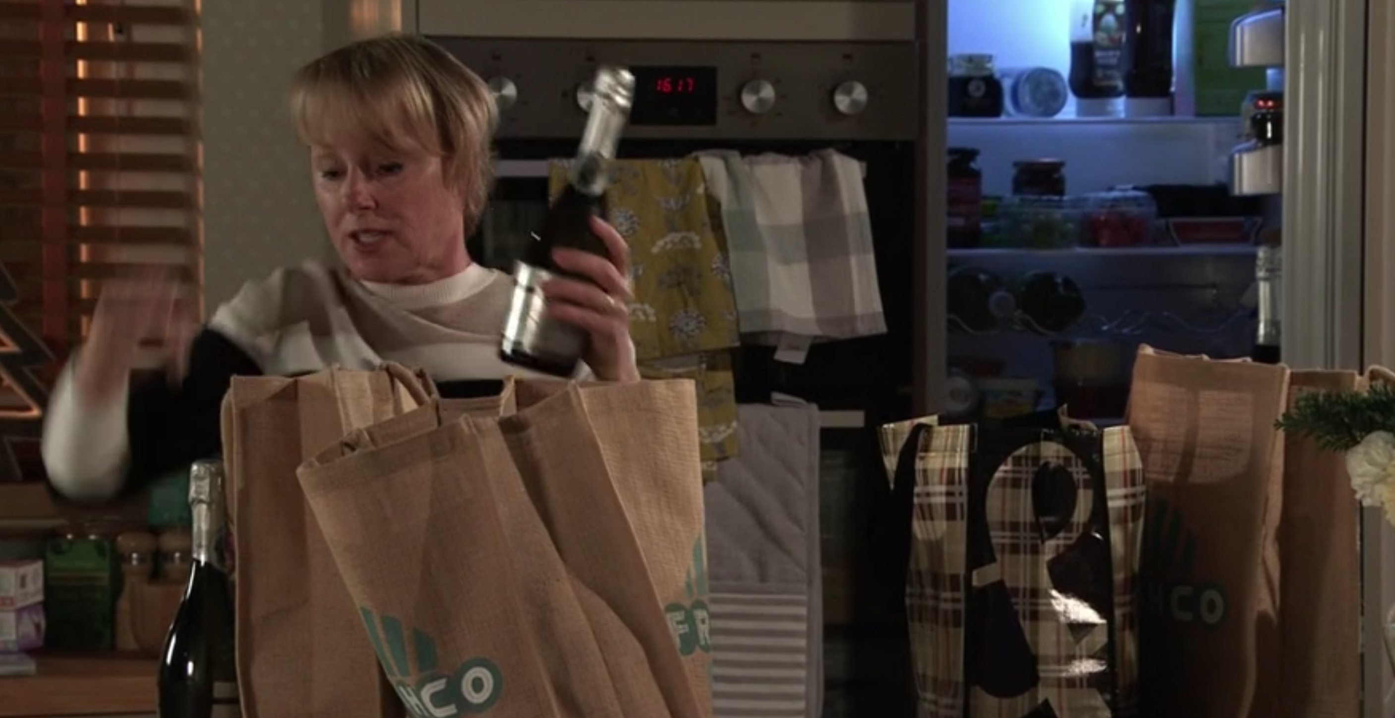Sally from Coronation Street on New Year's Eve
