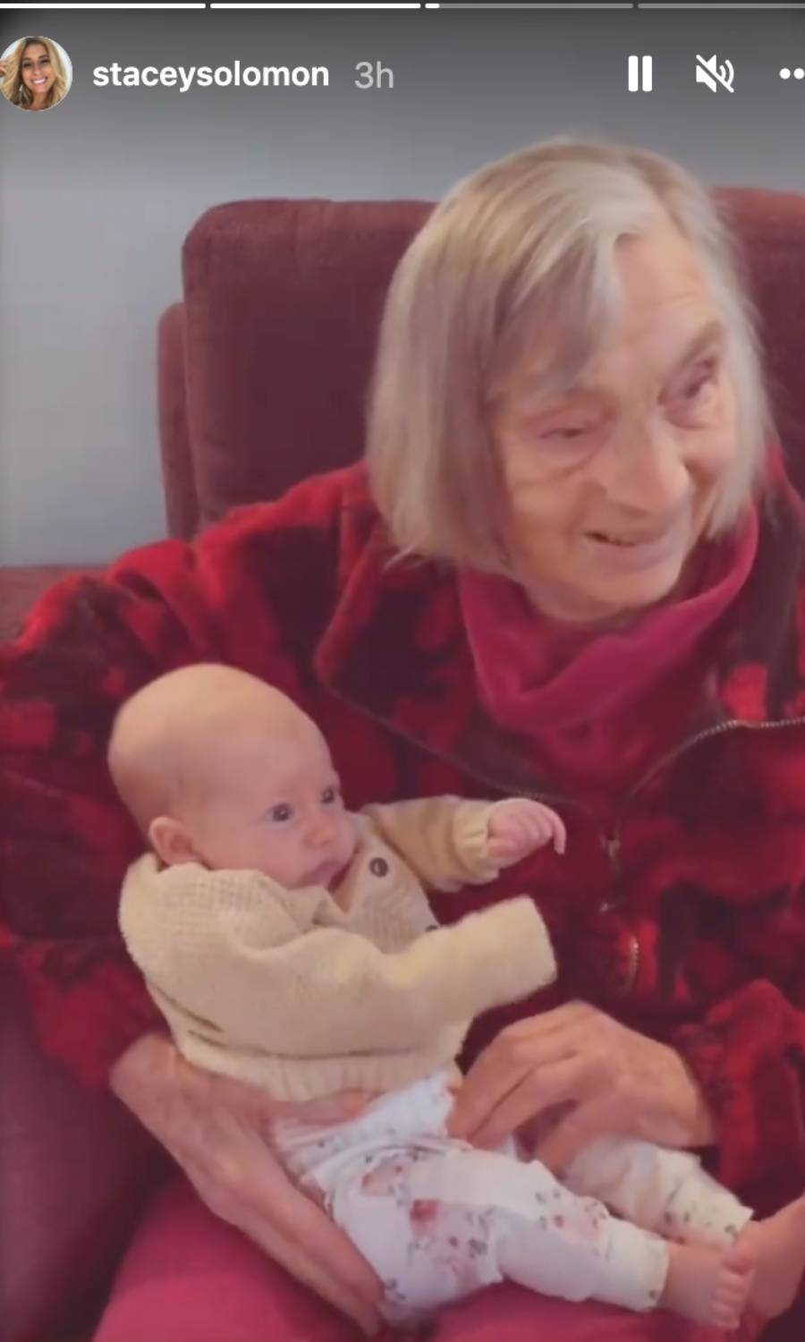 Stacey Solomon grandma, seen here holding baby Rose, is 93