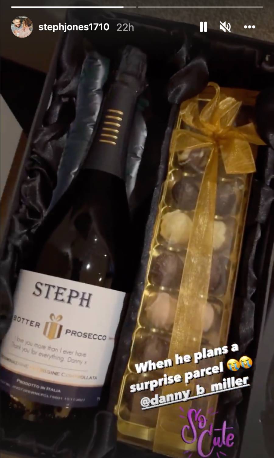 Danny Miller partner Steph was overjoyed with her surprise