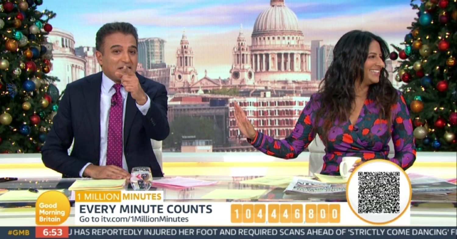 ranvir singh laughing at adil ray on good morning britain