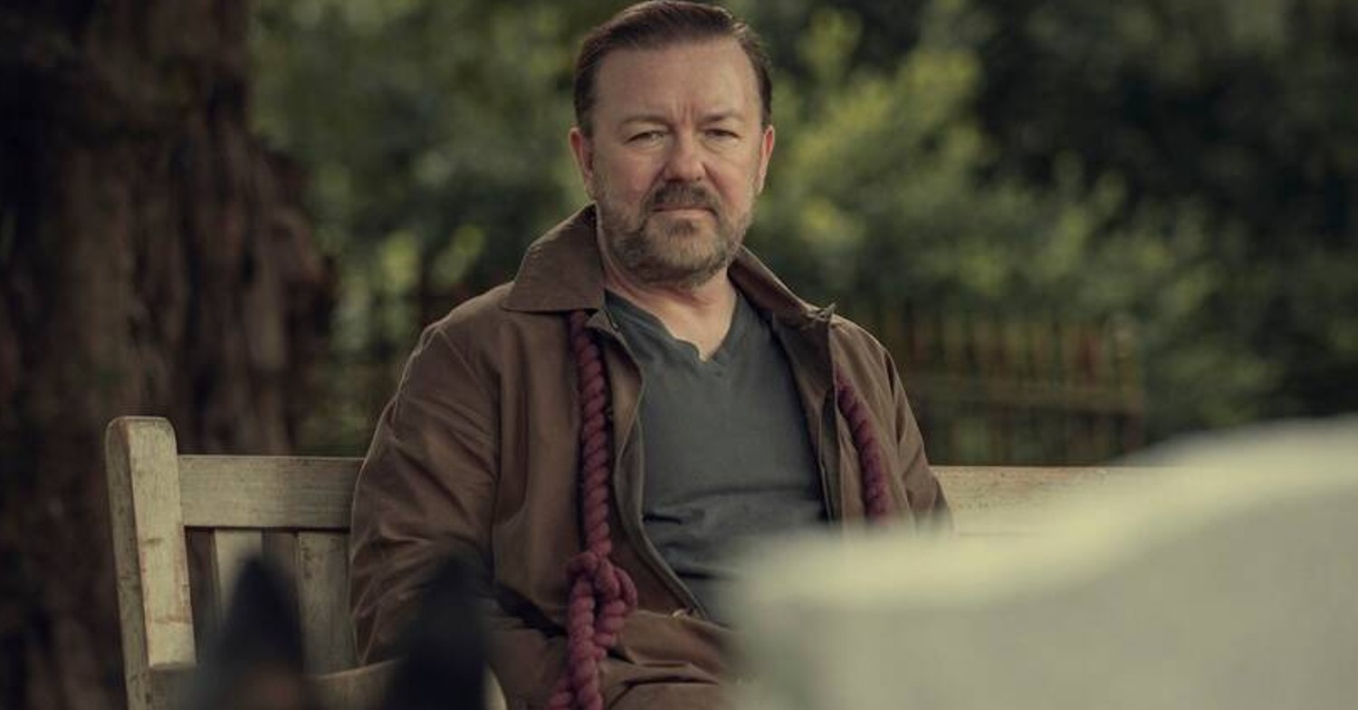 Ricky Gervais pondering the meaning of life in Netflix hit After Life