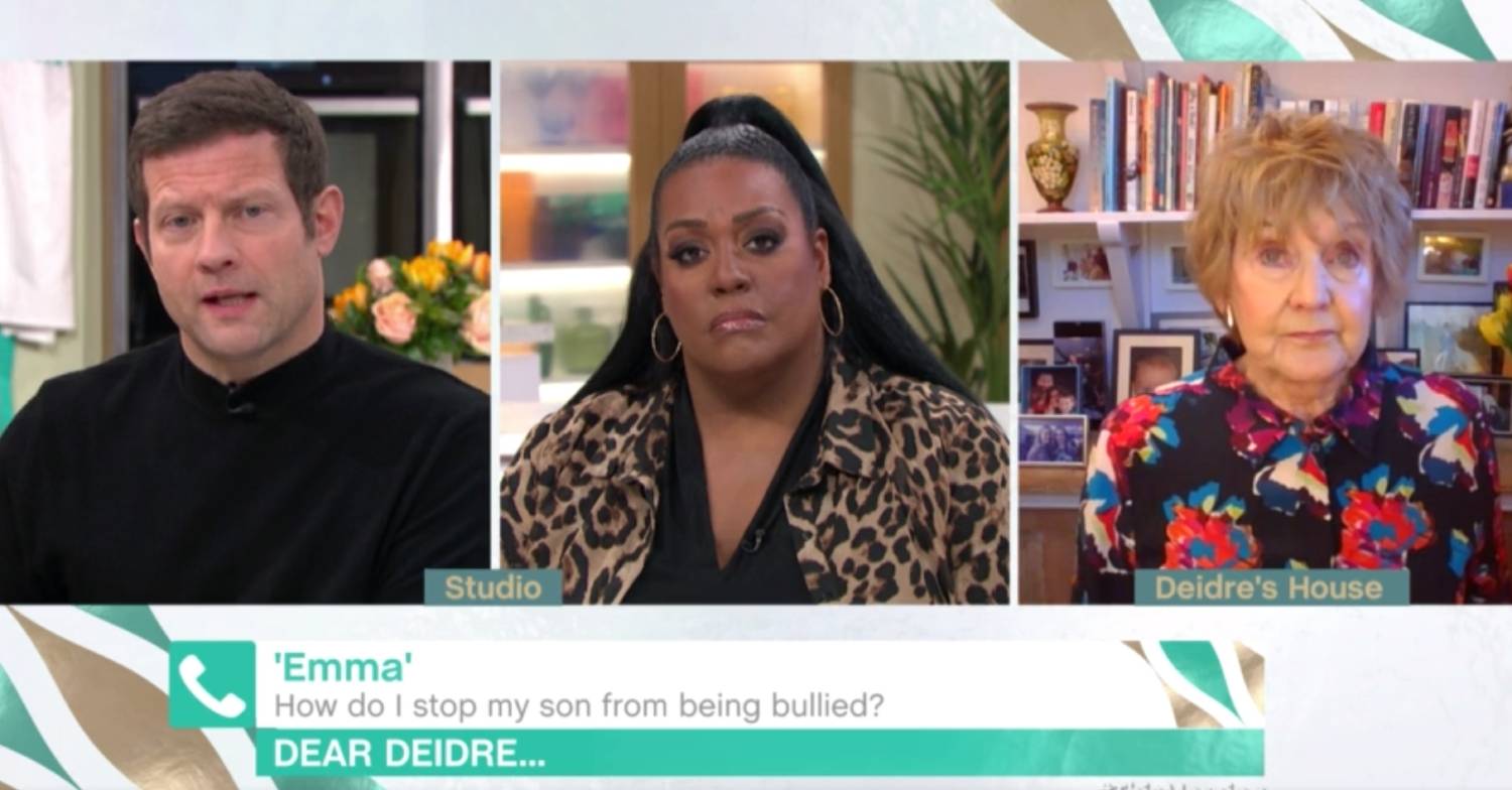 Agony aunt Deidre Sanders joined Dermot O'Leary and Alison Hammond on this morning