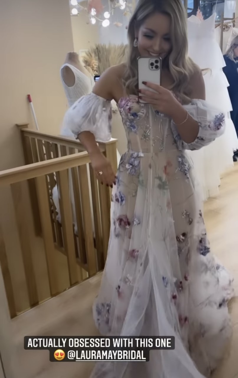 Amy Dowden in a wedding dress