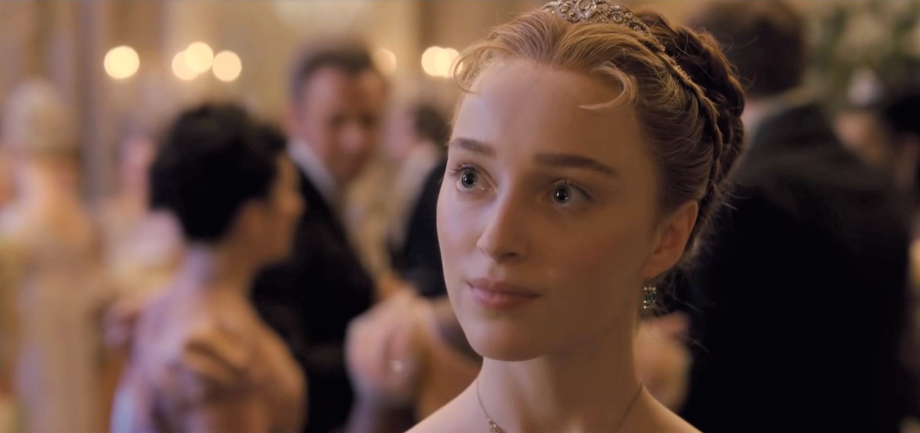 Daphne Bridgerton looks smitten as she gazes at the Duke