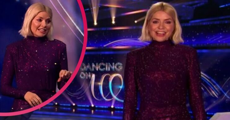 Holly Willoughby wears purple dress on Dancing On Ice