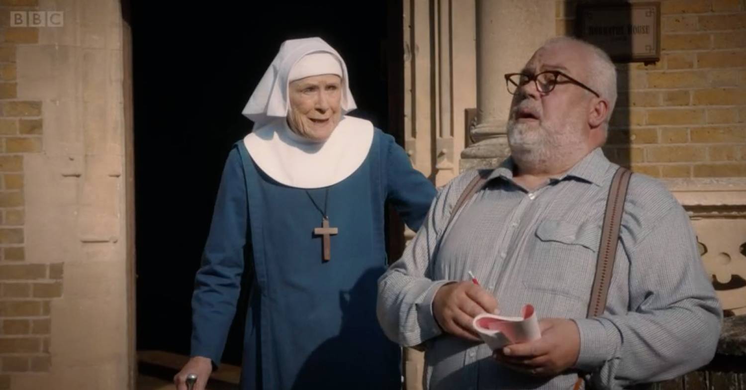 Judy Parfitt as Sister Monica Joan in Call the Midwife, a character that suffers with dementia