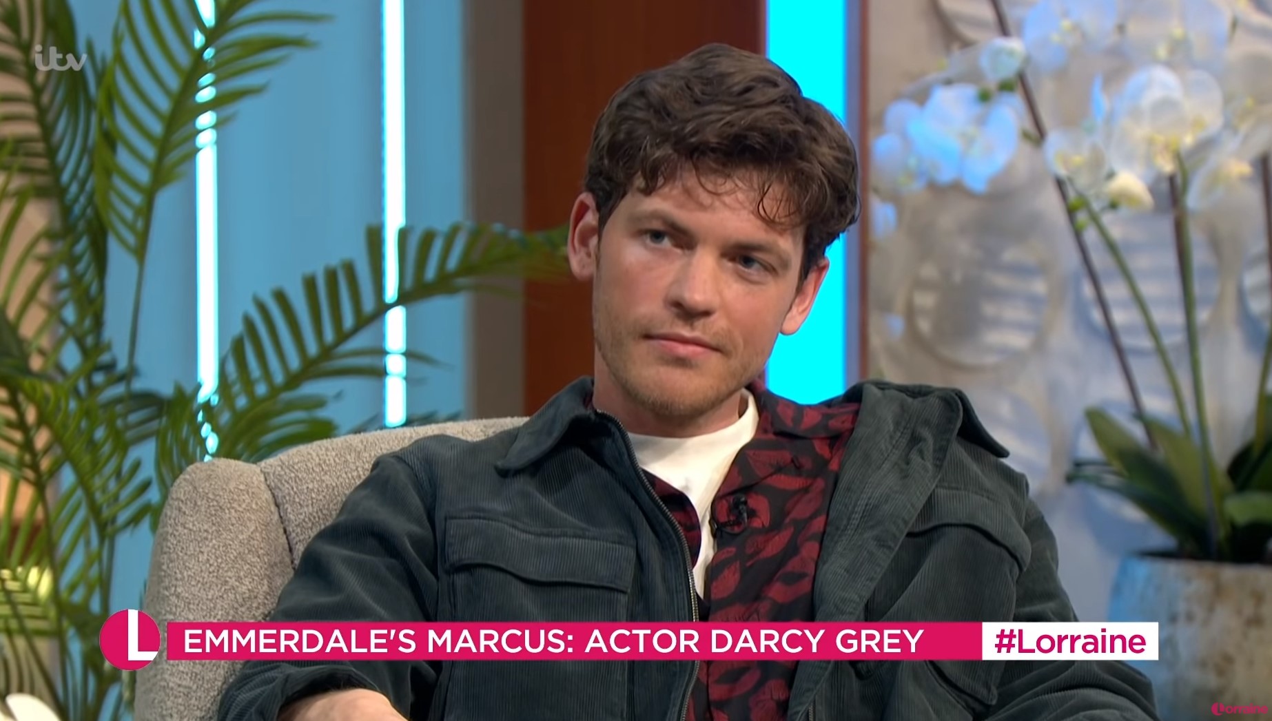 Darcy Grey smolders during an interview with Lorraine