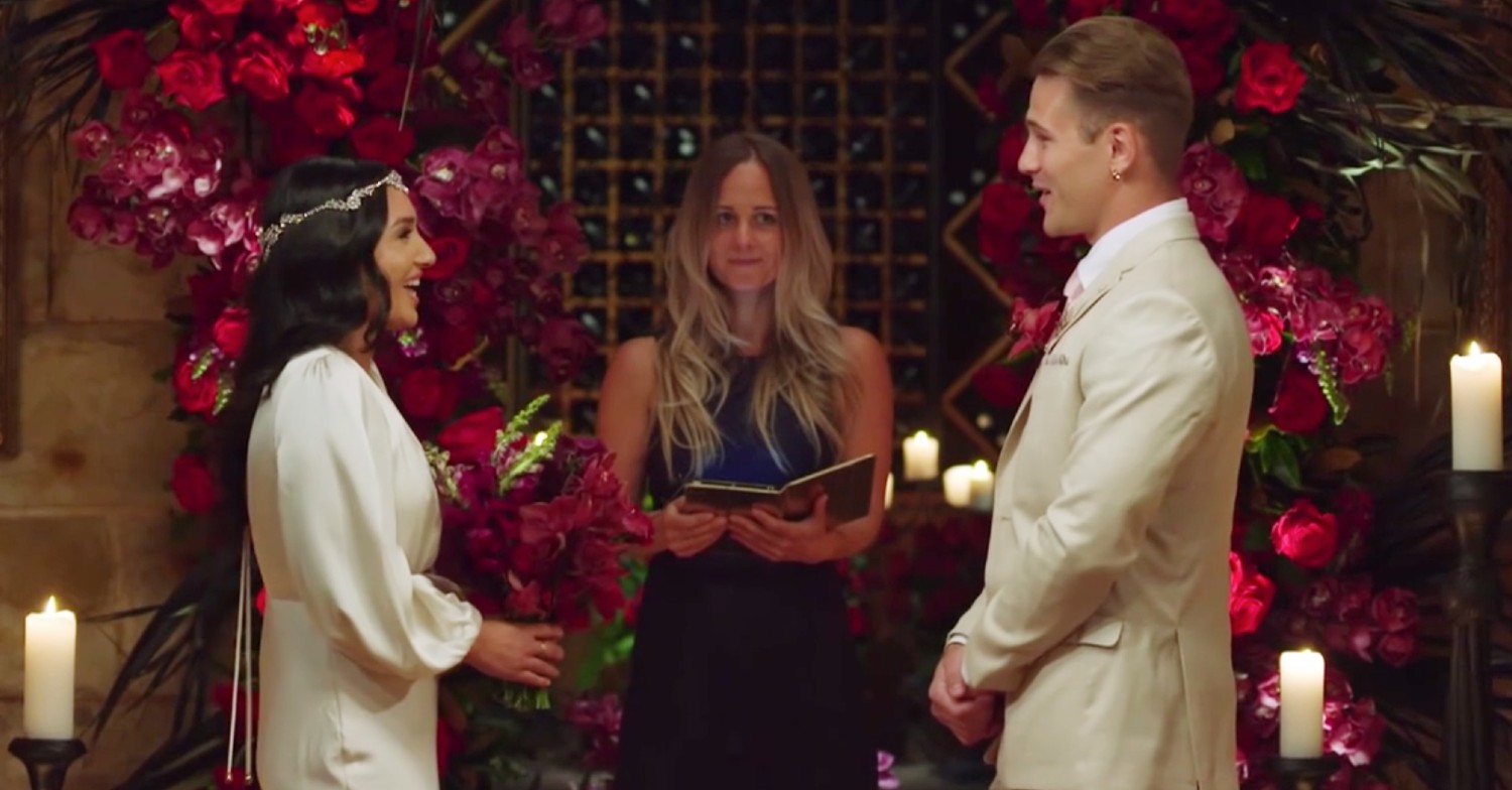 Married At First Sight stars Ella and Mitch on their wedding day