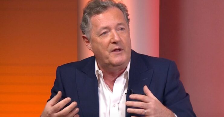 Piers Morgan gesticulates during a TV interview