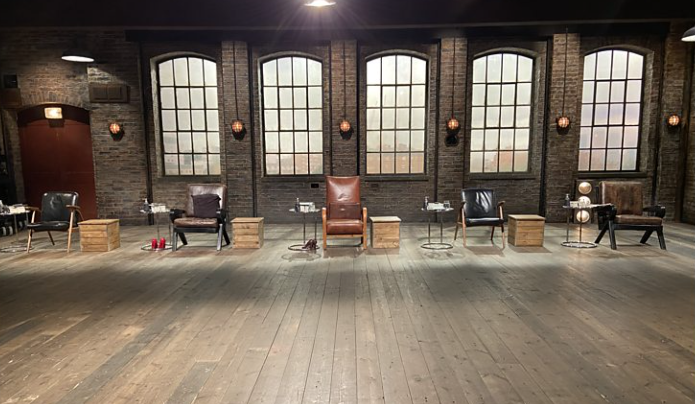 The set of Dragons' Den in Manchester... with social distancing in full effect