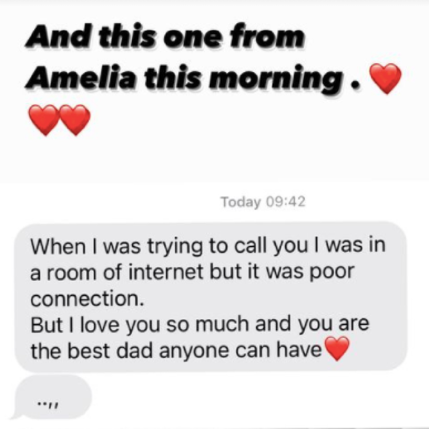 Peter Andre shares texts his daughters have sent him