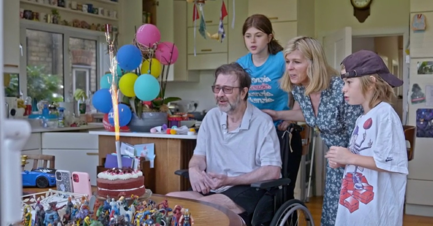 kate garraway with husband derek and children at derek's birthday