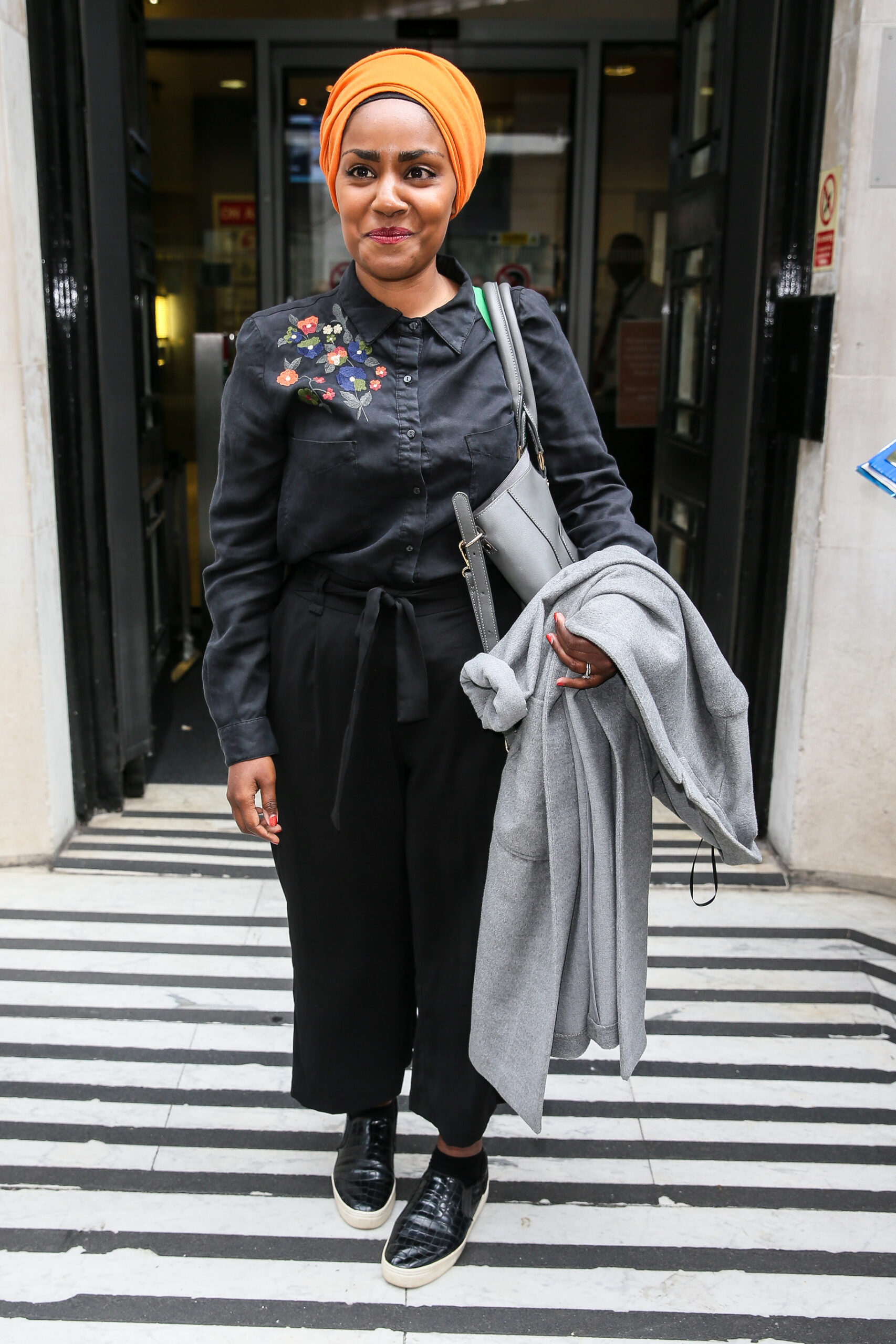 Nadiya Hussain walks leaves BBC Radio 2 studios after an interview