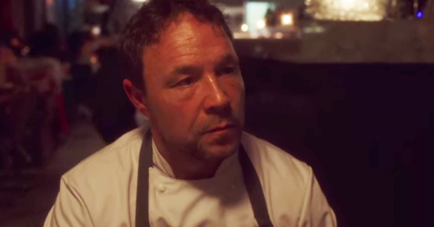 Stephen Graham looking stressed out as chef Andy in Boiling Point on Netflix