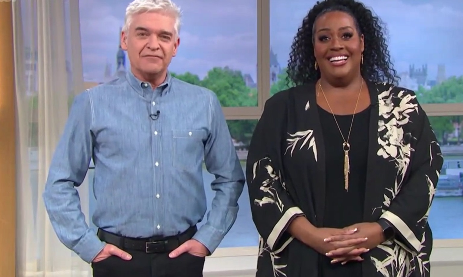Phillip Schofield and Alison Hammond, who is filling in for Holly Willoughby, on This Morning