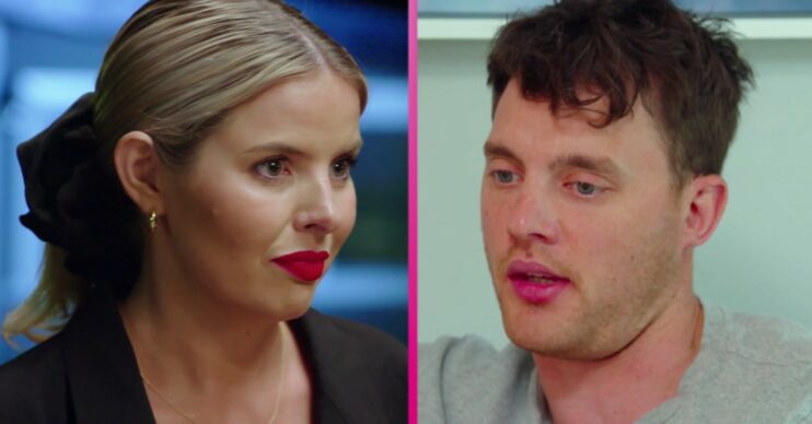 MAFS Australia stars Olivia and Jackson looking tense on the show