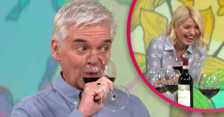 Phillip and Holly drinking wine on This Morning today