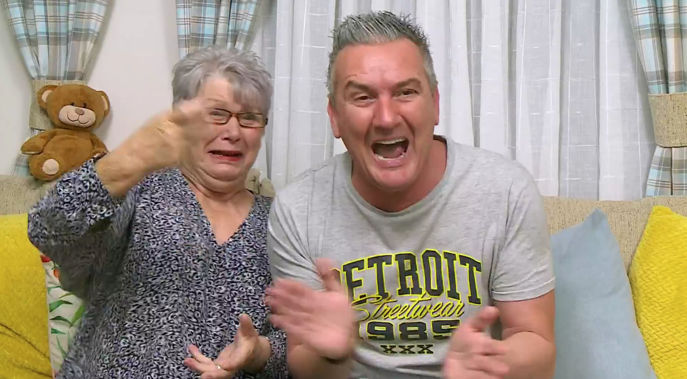 Jenny and Lee fooling around on Gogglebox