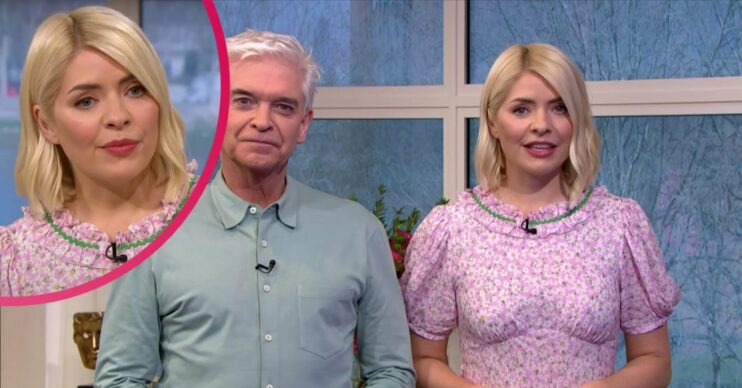 Holly Willoughby wears pink patterned dress on This Morning