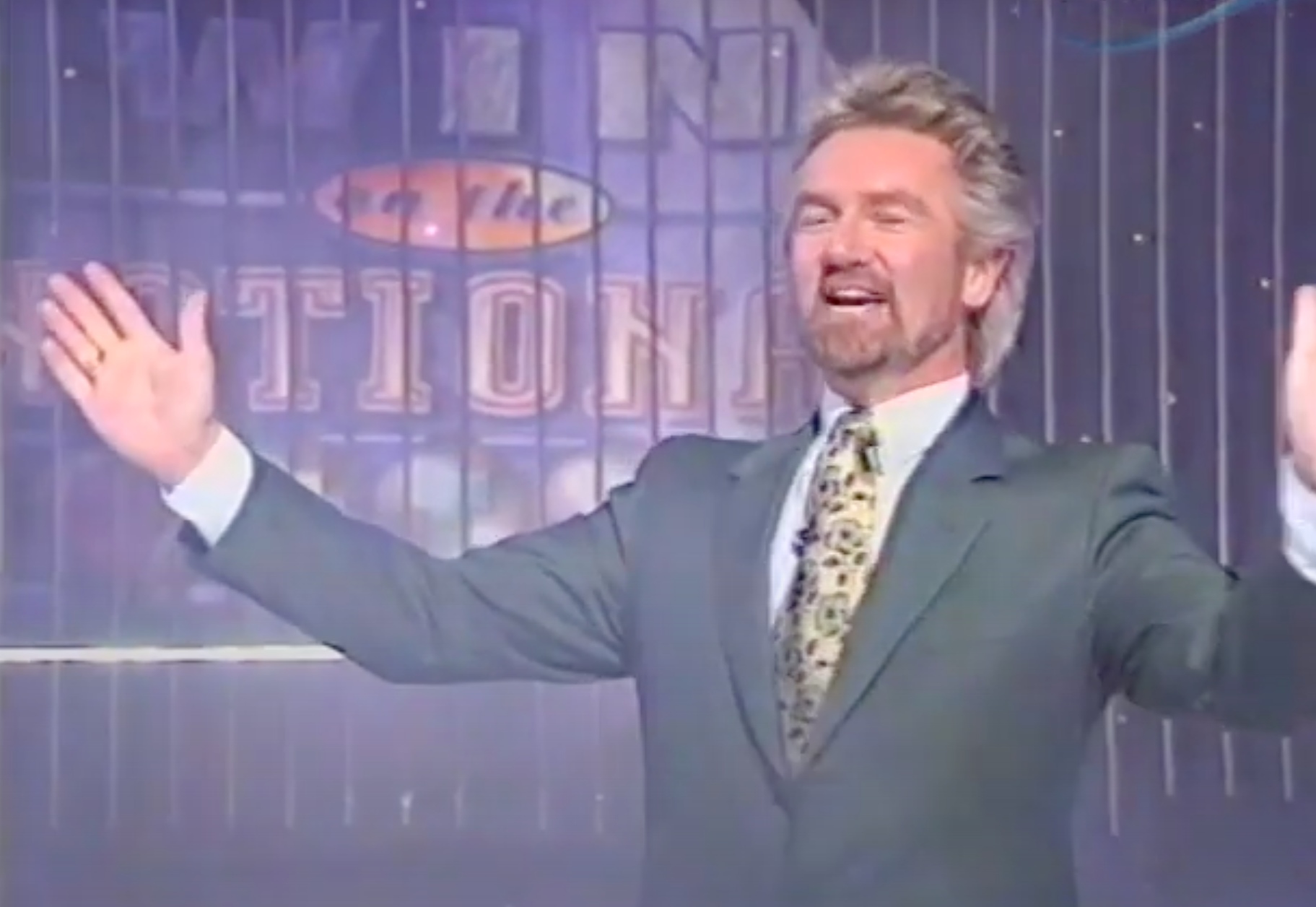 Noel Edmunds hosting the first lottery show