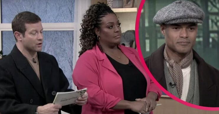 Alison, Dermot and a model on this morning