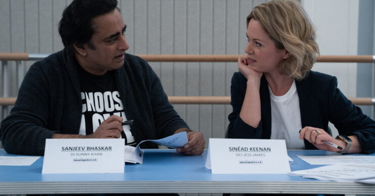 Sanjeev Bhaskar reading scripts with new Unforgotten co-star Sinead Keenan