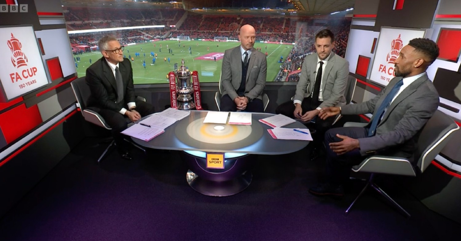gary lineker, alan shearer, johnathan woodgate, jermaine defoe on bbc one as fa cup affects itv and bbc schedule