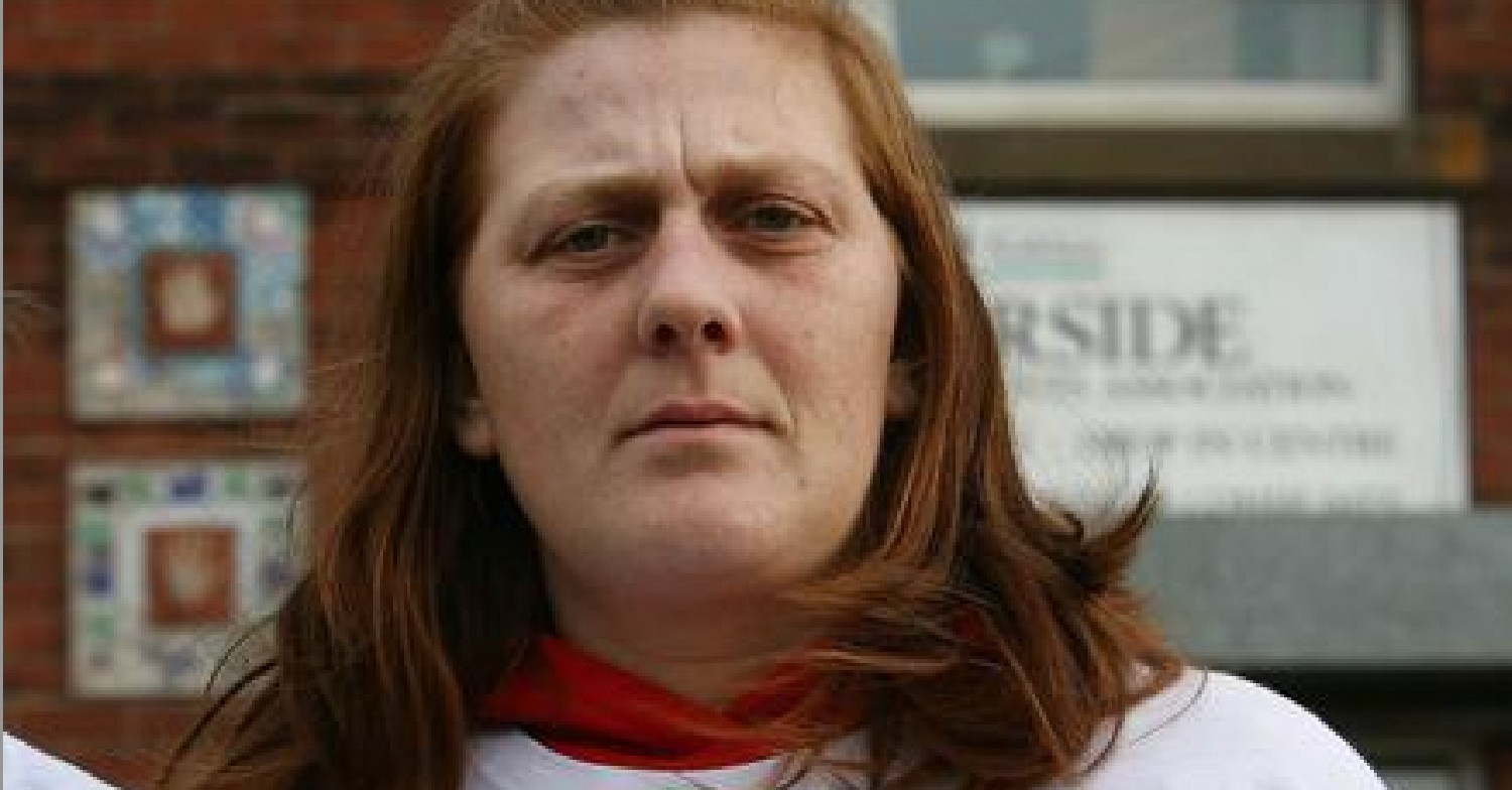 Karen Matthews posing at the Moorside
