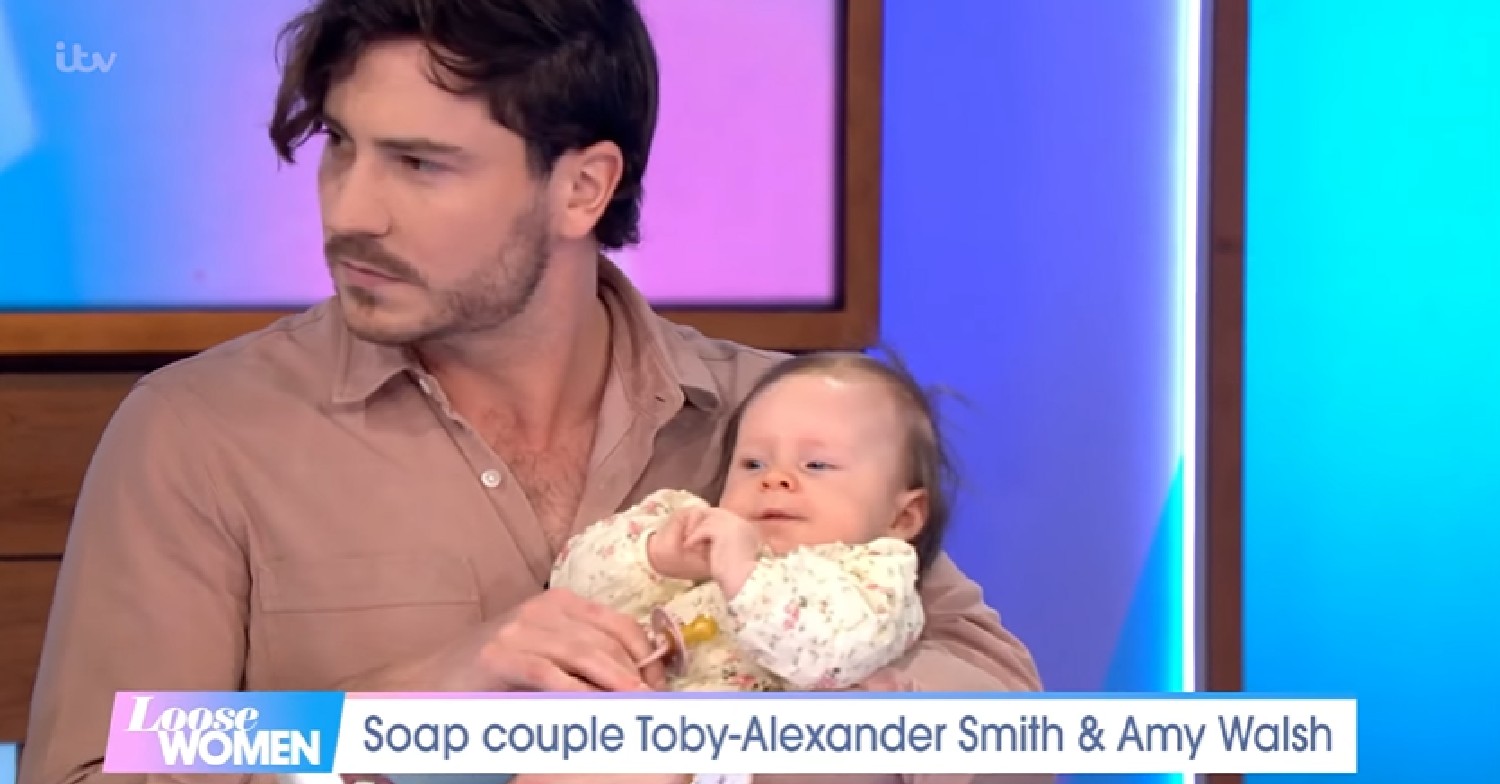 Toby Alexander-Smith and baby daughter on Loose Women