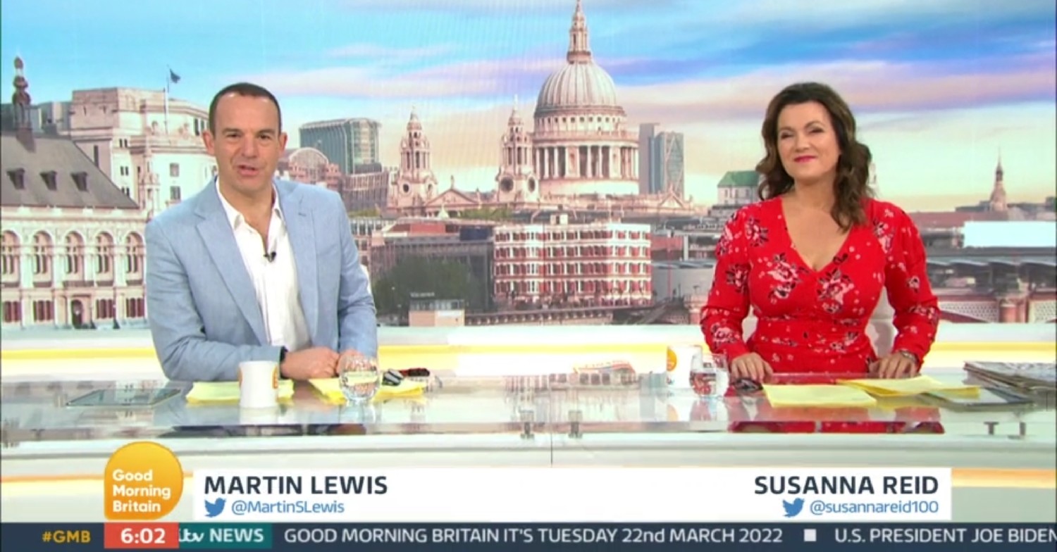 Martin Lewis and Susanna Reid hosting Good Morning Britain