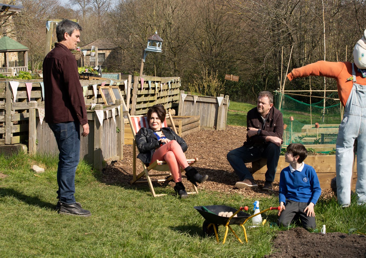 Cain Faith Dan and Kyle in Emmerdale allotment