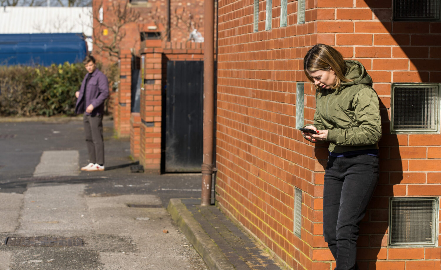 Sneaky Abi Webster takes a picture of Ben doing a drug deal on her phone