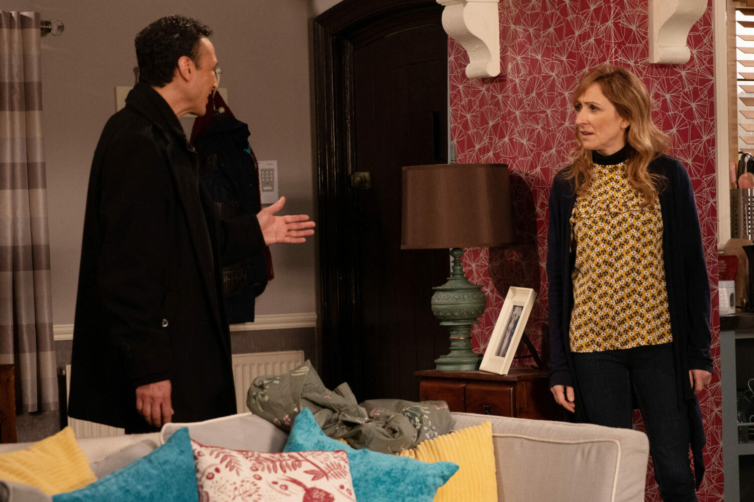 Jai and Laurel arguing in Emmerdale