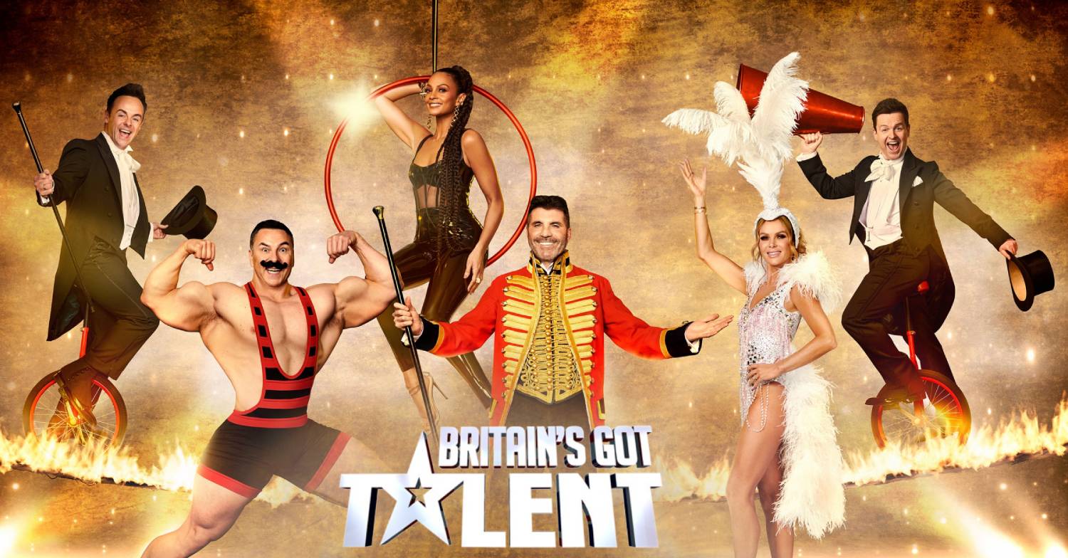 The BGT judges including Amanda Holden dressed as a showgirl