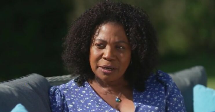 Brenda Edwards in blue dress speaking about son on Loose Women today Aprill 25, 2022