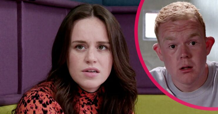 Coronation Street characters Faye and Craig both look shocked