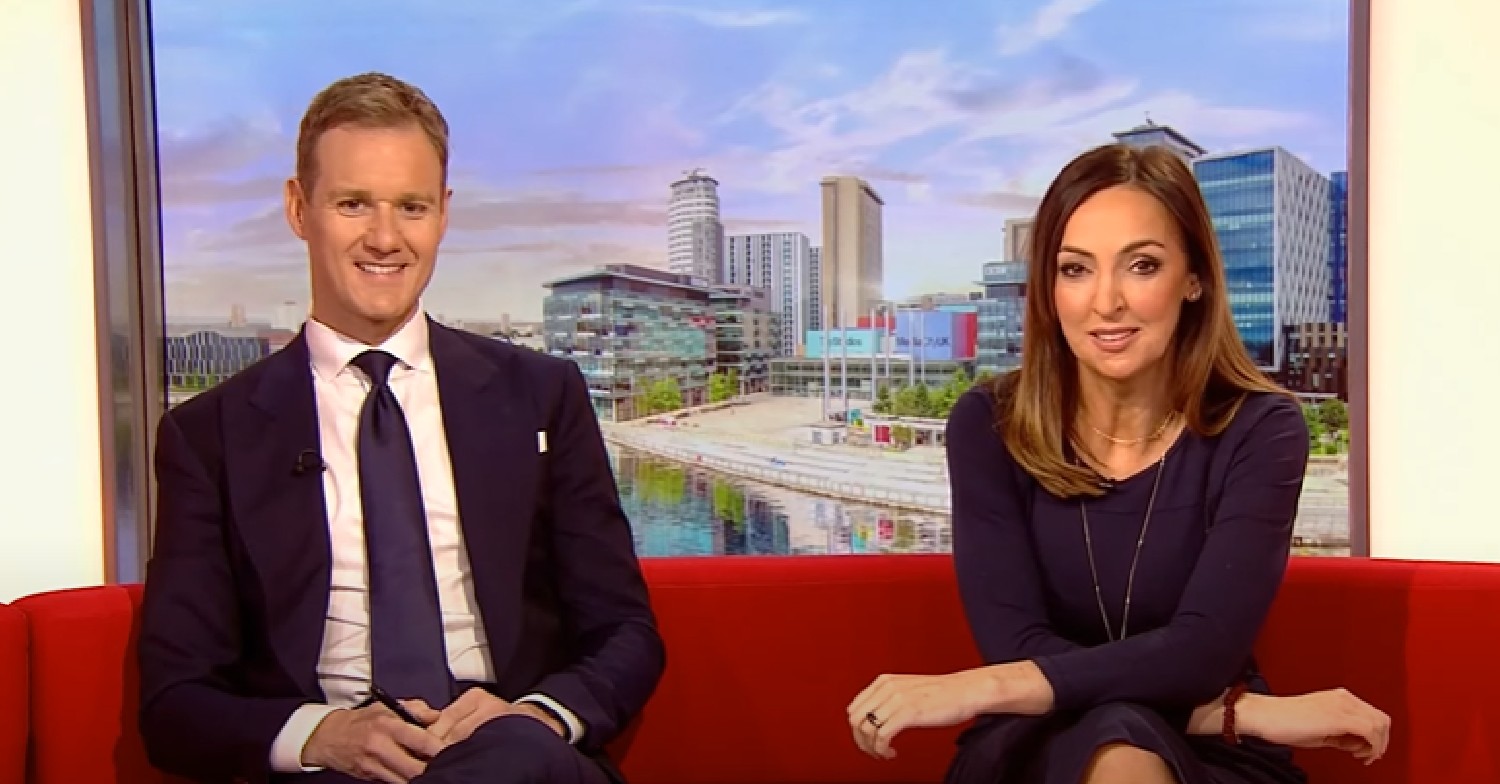 Dan Walker smiles on BBC Breakfast alongside Sally Nugent