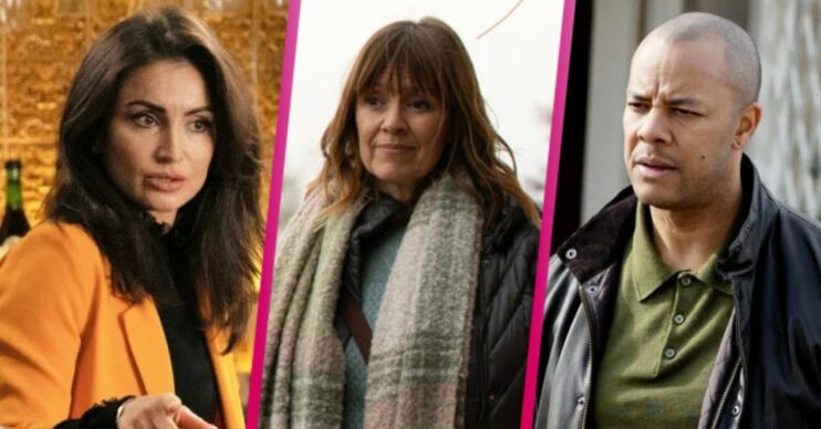 Emmerdale characters Leyla Cavanagh, Rhona Goskirk and Al Chapman