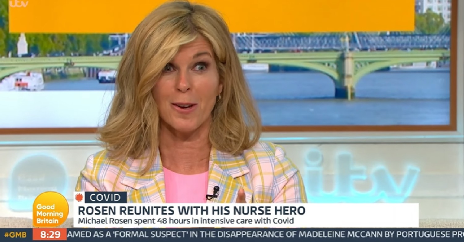 Kate Garraway looking happy on GMB today