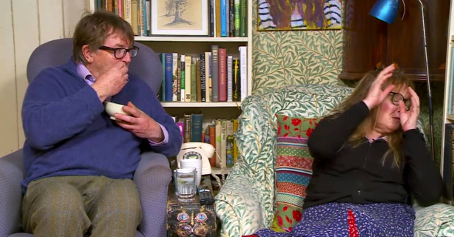 Gogglebox star Mary recoils in horror as Giles scoffs an egg