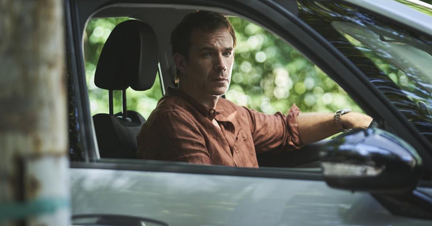 James in Channel 5 drama Deadline looking broodingly out of his care window