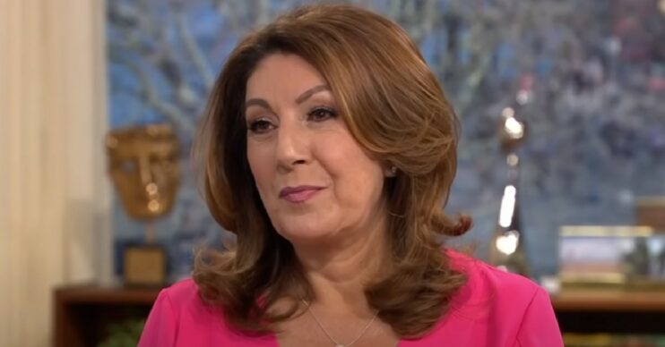 Jane McDonald wearing pink on This Morning