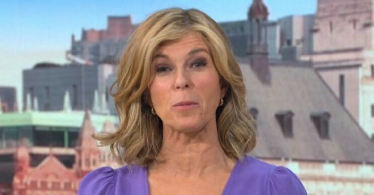 Kate Garraway wears purple dress on GMB April 8, 2022