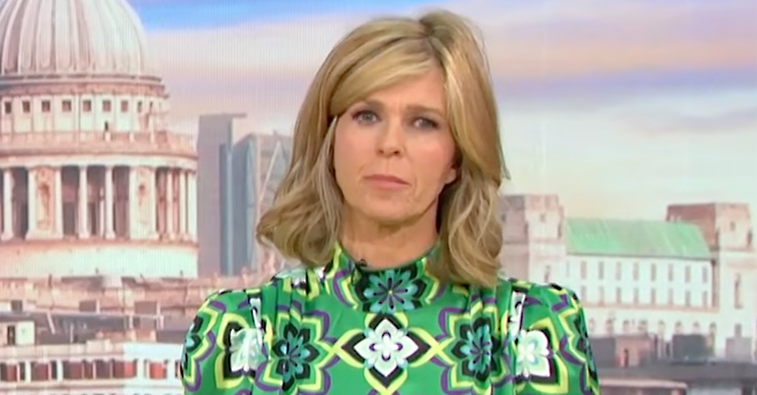 Kate Garraway on GMB wearing a green dress