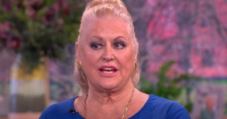 Kim Woodburn in blue top on This Morning