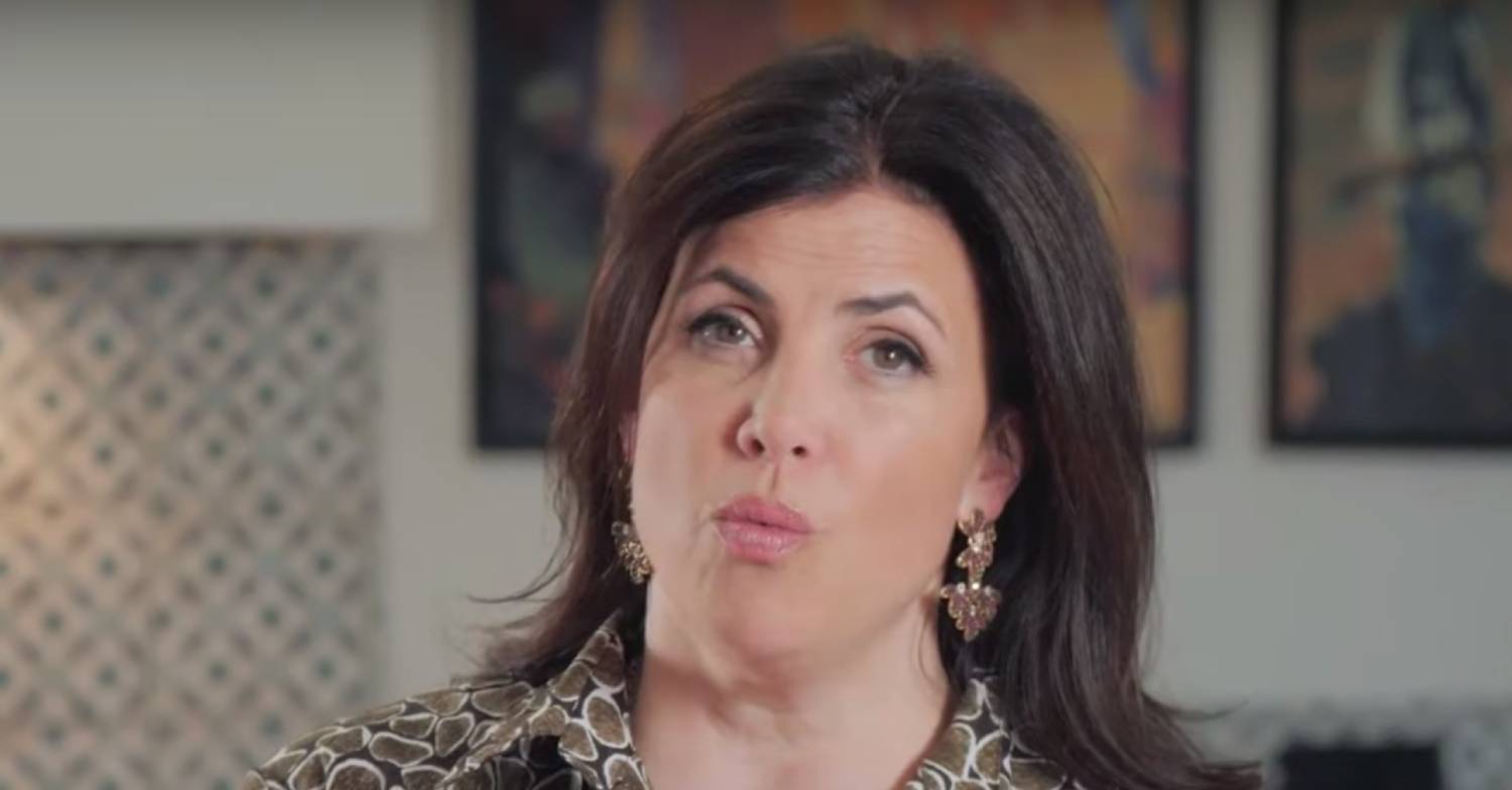 Love It Or List It host Kirstie Allsopp speaking to camera with her hair down