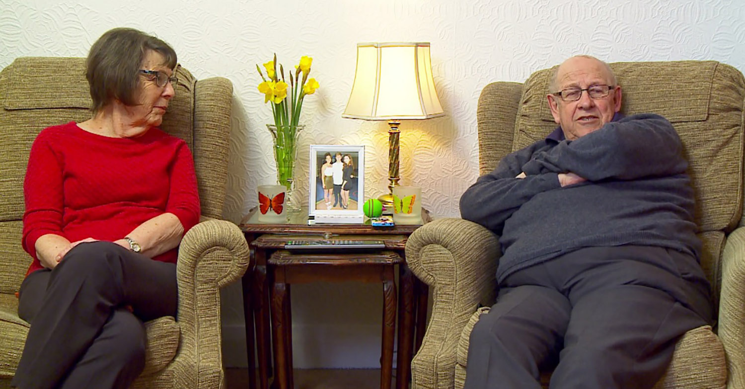 Leon and June Bernicoff on Gogglebox in their armchairs chatting