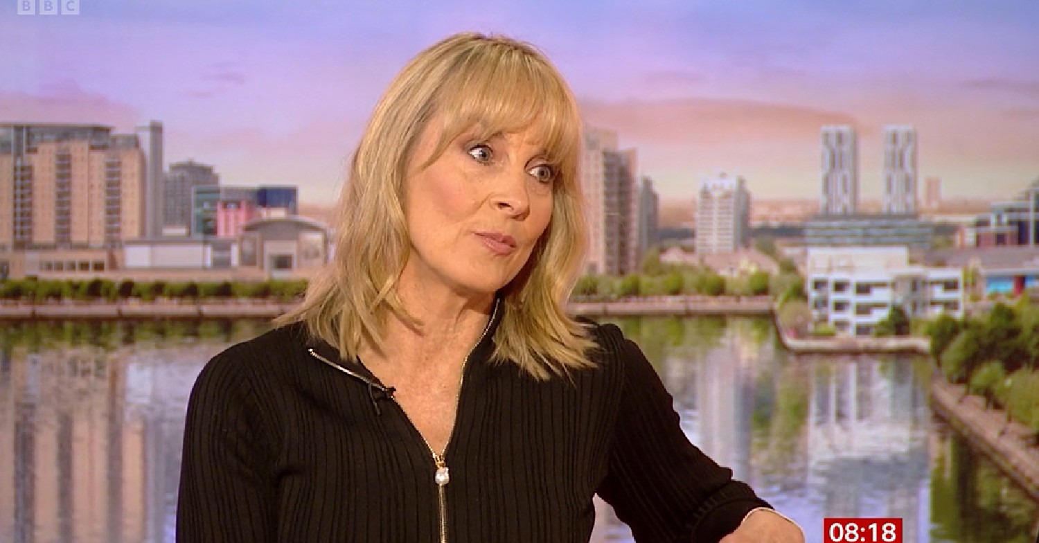 Louise Minchin in black top on BBC Breakfast April 27, 2022